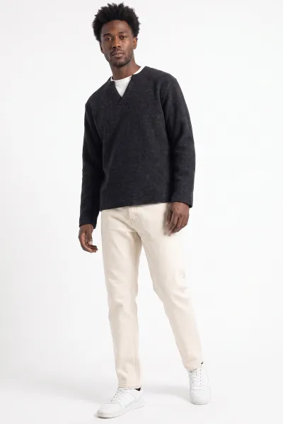 Siyah V Yaka Triko Erkek Sweatshirt 492018