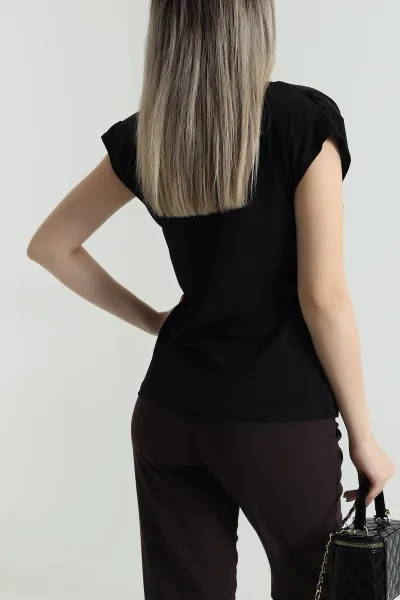 Siyah Vatkalı Buzzy Kadın Bluz 491005