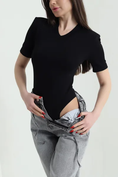 Siyah Vatkalı Oysho Kadın Zıbın Bluz 439831