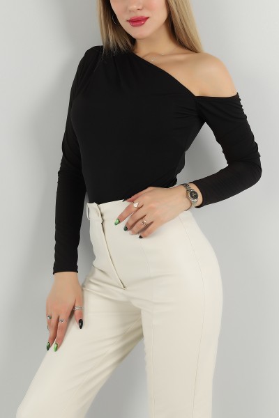 Siyah Vatkalı Sandy Kumaş Zıbın Bluz 148367