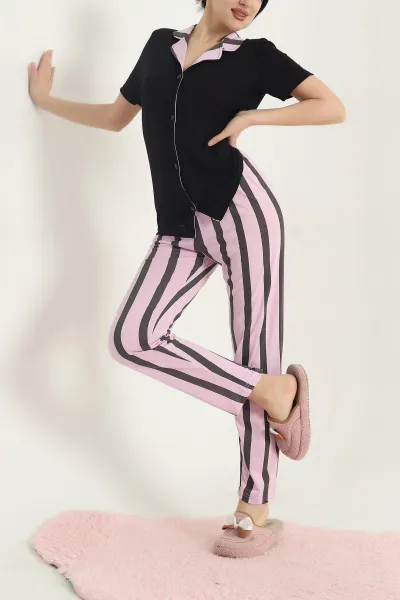siyah-viskon-dugmeli-kadin-pijama-takimi-341723