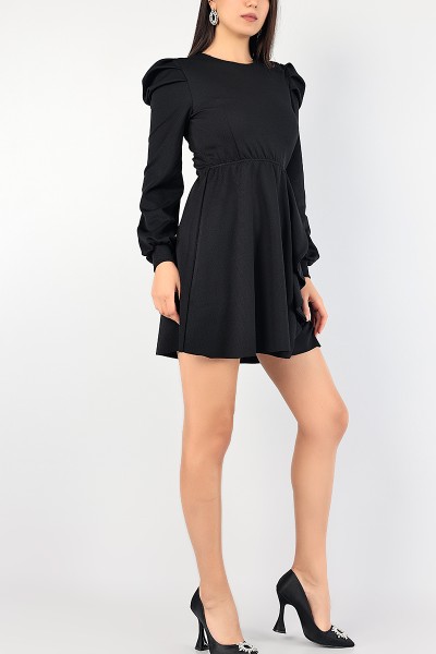 Siyah Volanlı Beli Lastikli Abiye 85814