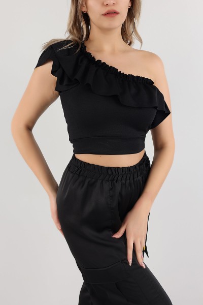 Siyah Volanlı Bluz 171766