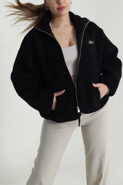 siyah-wellsoft-polar-kadin-ceket-mont-488533