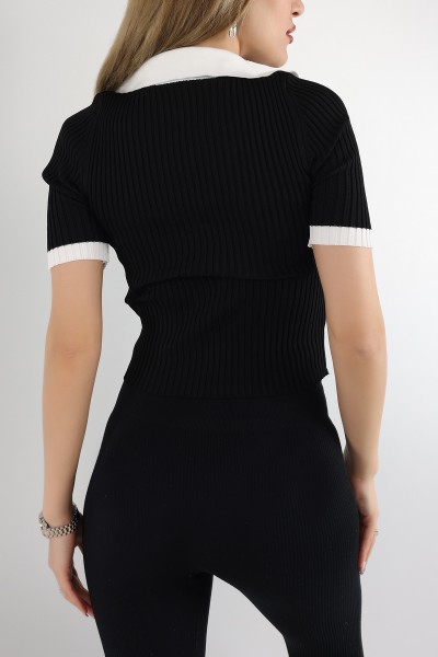Siyah Yakalı Likralı Triko 164322