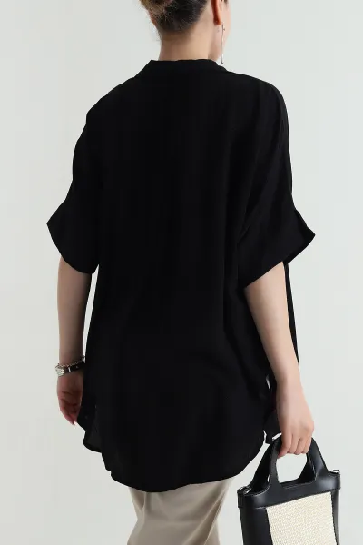Siyah Yakalı Viskoz Kadın Kimono 481147