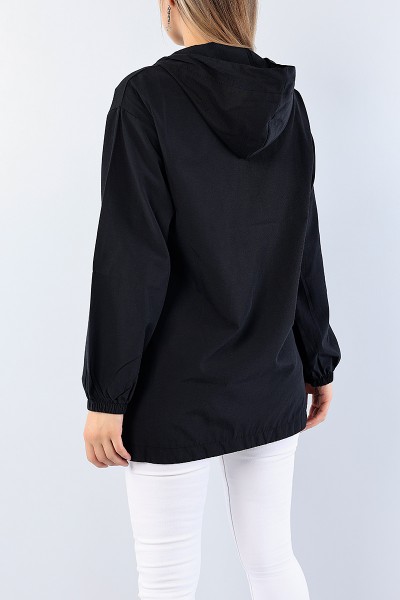 Siyah Yan Çıtçıtlı Fermuarlı Tunik 75111