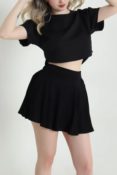 Siyah Yarasa Kol Dalgıç Kadın Crop 456093
