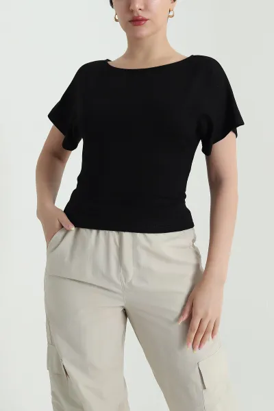 Siyah Yarasa Kol Modal Kadın Bluz 467734