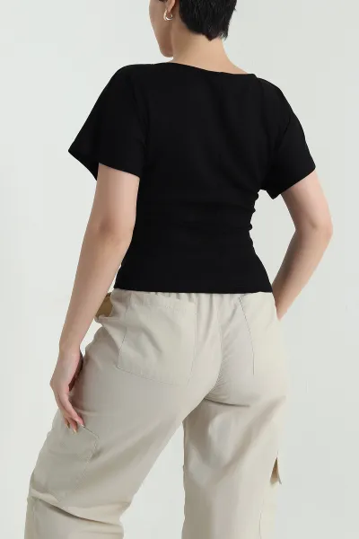 Siyah Yarasa Kol Modal Kadın Bluz 467734