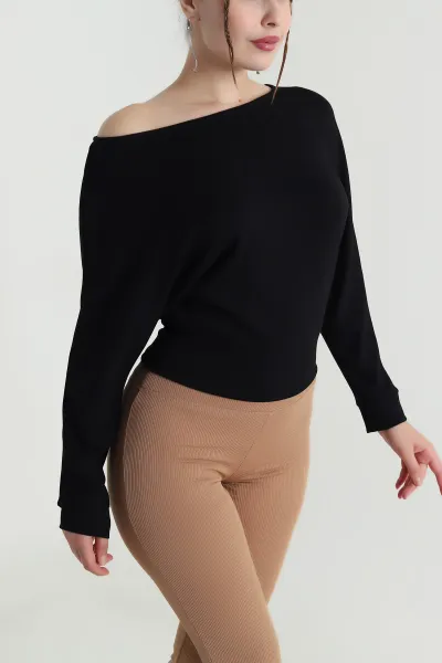 Siyah Yarasa Kol Modal Kadın Bluz 482794
