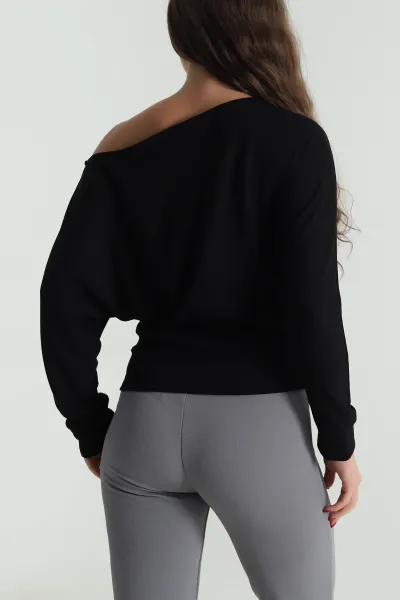 Siyah Yarasa Kol Modal Kadın Bluz 491734