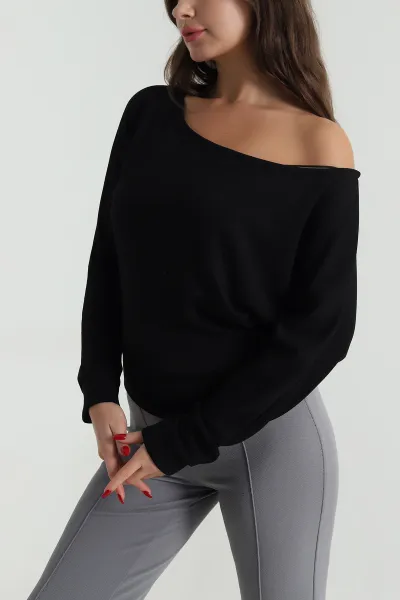 Siyah Yarasa Kol Modal Kadın Bluz 491734