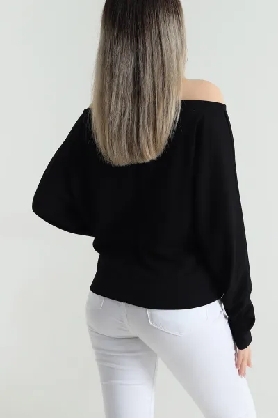 Siyah Yarasa Kol Salaş Kadın Bluz 489386