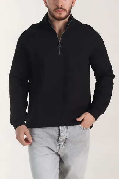 siyah-yarim-fermuarli-dik-yaka-erkek-sweatshirt-404801