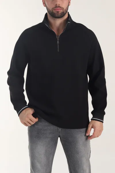 siyah-yarim-fermuarli-dik-yaka-erkek-sweatshirt-406950