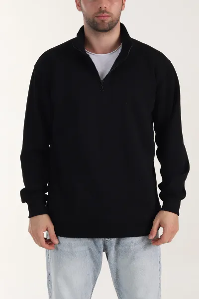 siyah-yarim-fermuarli-dik-yaka-erkek-sweatshirt-413424