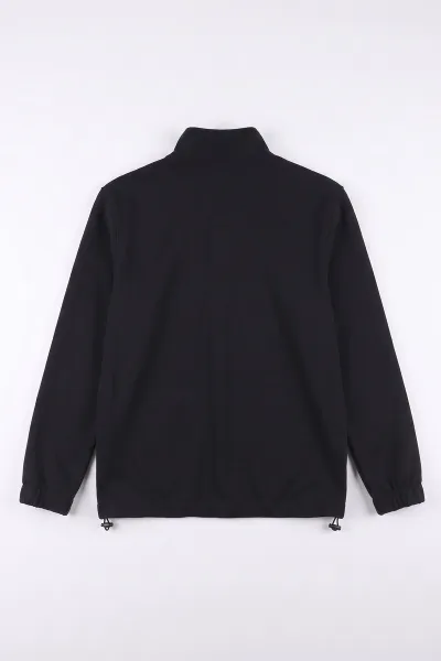 Siyah Yarım Fermuarlı Lastik Detaylı Erkek Sweatshirt 492051