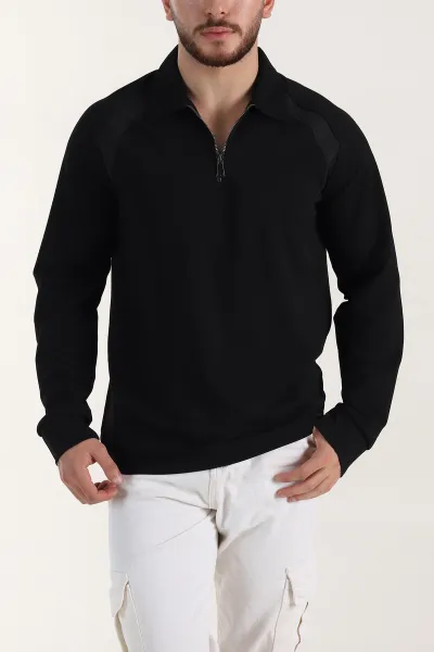 siyah-yarim-fermuarli-polo-yaka-erkek-sweatshirt-397124