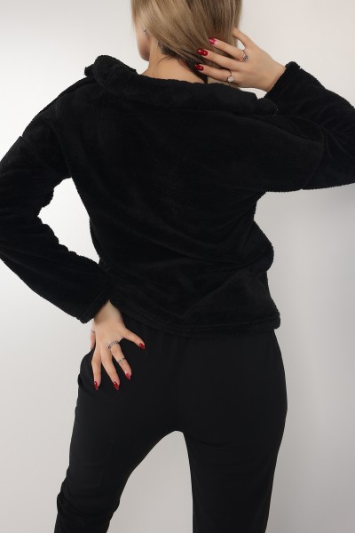 Siyah Yarım Fermuarlı Yumoş Sweat 153482