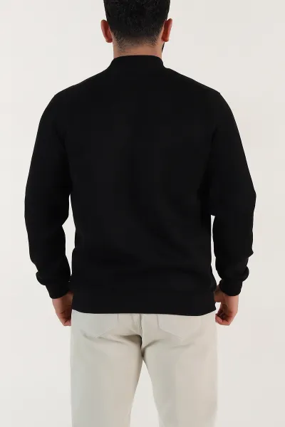 Siyah Yazı Detaylı Bisiklet Yaka Erkek Sweatshirt 396973