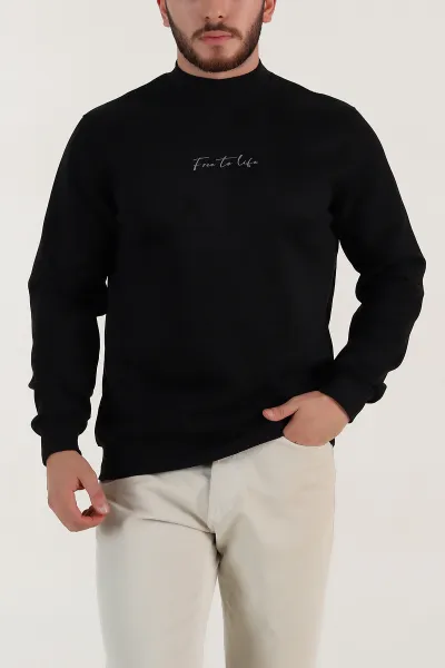 siyah-yazi-detayli-bisiklet-yaka-erkek-sweatshirt-396973