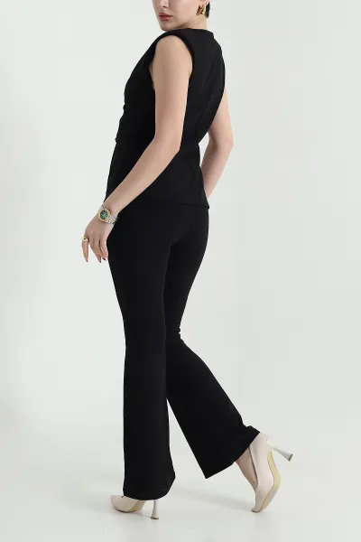Siyah Yelek Pantolon Crep Kadın İkili Takım 441108