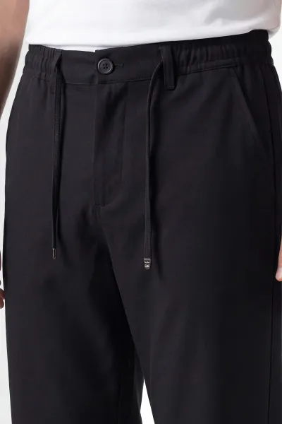 Siyah Yeni Sezon Baggy Belden Bağlamalı Erkek Pantolon 450273