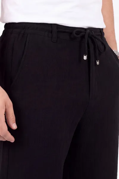 Siyah Yeni Sezon Baggy Belden Bağlamalı Erkek Pantolon 471918