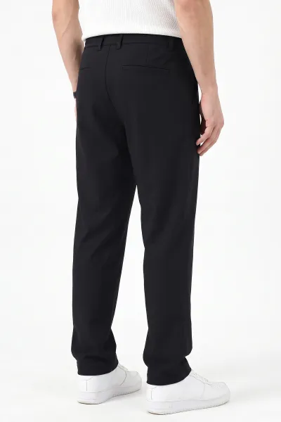 Siyah Regular Fit Belden Bağlamalı Erkek Pantolon 493154