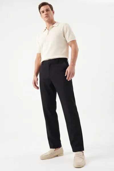 Siyah Regular Fit Cep Detaylı Erkek Pantolon 493151