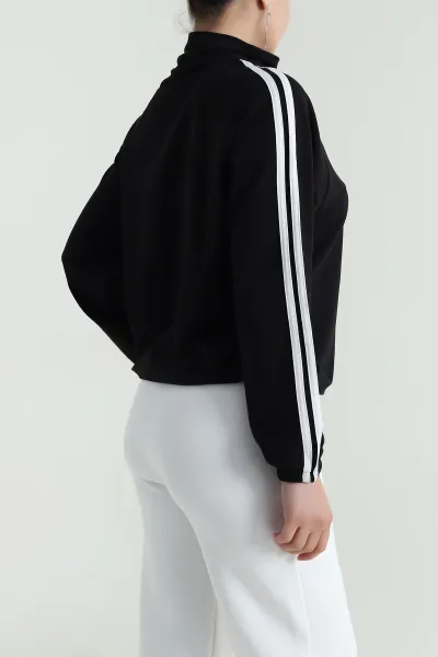 Siyah Yeni Sezon Fermuarlı Kadın Sweat Hırka 483223
