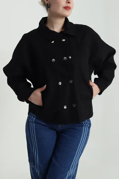 Siyah Yeni Sezon Kadın Gabardin Ceket 492974