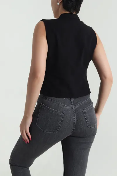 Siyah Yeni Sezon Kadın Keten Üst 475060
