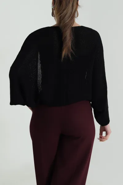 Siyah Yeni Sezon Kadın Triko Bolero Hırka 487002