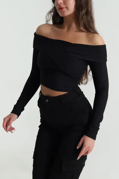 Siyah Yeni Sezon Ottoman Kadın Bluz 484631
