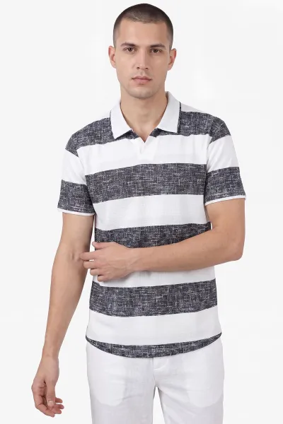 Siyah Yeni Sezon Polo Yaka Çizgi Detaylı Erkek Tişört 471977
