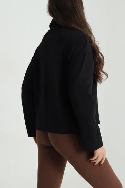 Siyah Yeni Sezon Polo Yaka Kadın Sweat 492449