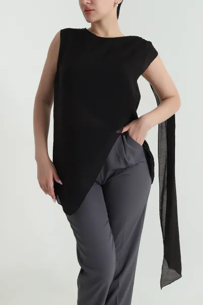 Siyah Yeni Sezon Tensel Kadın Bluz 462699