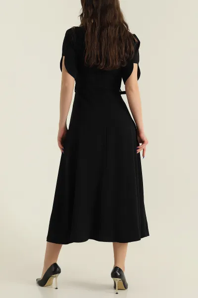Siyah Yeni Sezon Twill Kadın Elbise 425139