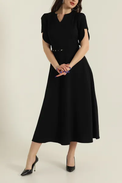 Siyah Yeni Sezon Twill Kadın Elbise 425139