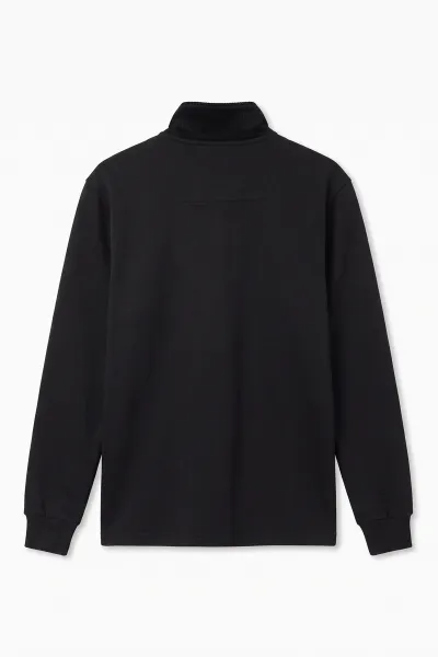 Siyah Yeni Sezon Yarım Fermuarlı Erkek Sweatshirt 501125