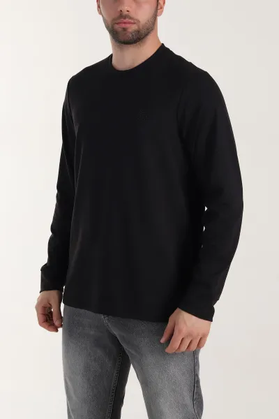 Siyah Yırtmaçlı Bisiklet Yaka Erkek Sweatshirt 410636