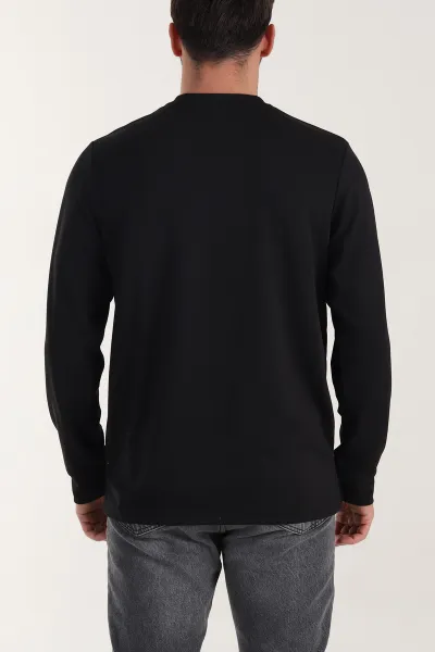 Siyah Yırtmaçlı Bisiklet Yaka Erkek Sweatshirt 410636