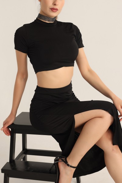 Siyah Yırtmaçlı Etek Bluz Sendy İkili Takım 174573