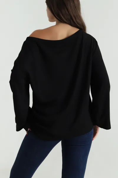 Siyah Yırtmaçlı Modal Kadın Tunik 496123