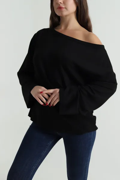 Siyah Yırtmaçlı Modal Kadın Tunik 496123