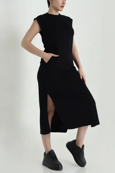 siyah-yirtmacli-oysho-kadin-elbise-470283