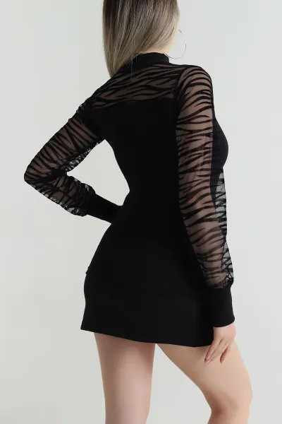 Siyah Zebra Desen Kaşkorse Kadın Bluz 487377