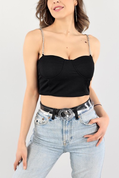 Siyah Zincir Askılı Bluz 109663